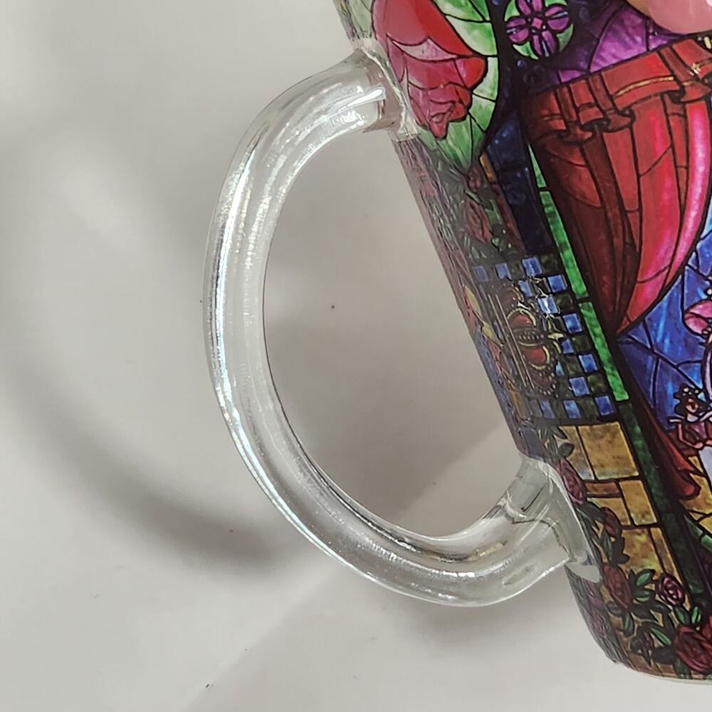 Disney Beauty & The Beast Belle Rose Window 17.5 Oz Stained Glass Coffee Tea Mug - Picture 7 of 8